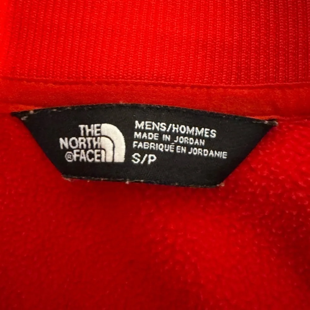 The North Face Men's Size Small Red full zip Jacket sweatshirt red USA flag logo